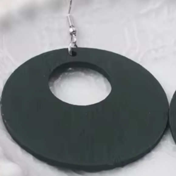 Hollow Round Big Large Wooden Dangle Ethnic Style Statement Earrings - Picture 2 of 8